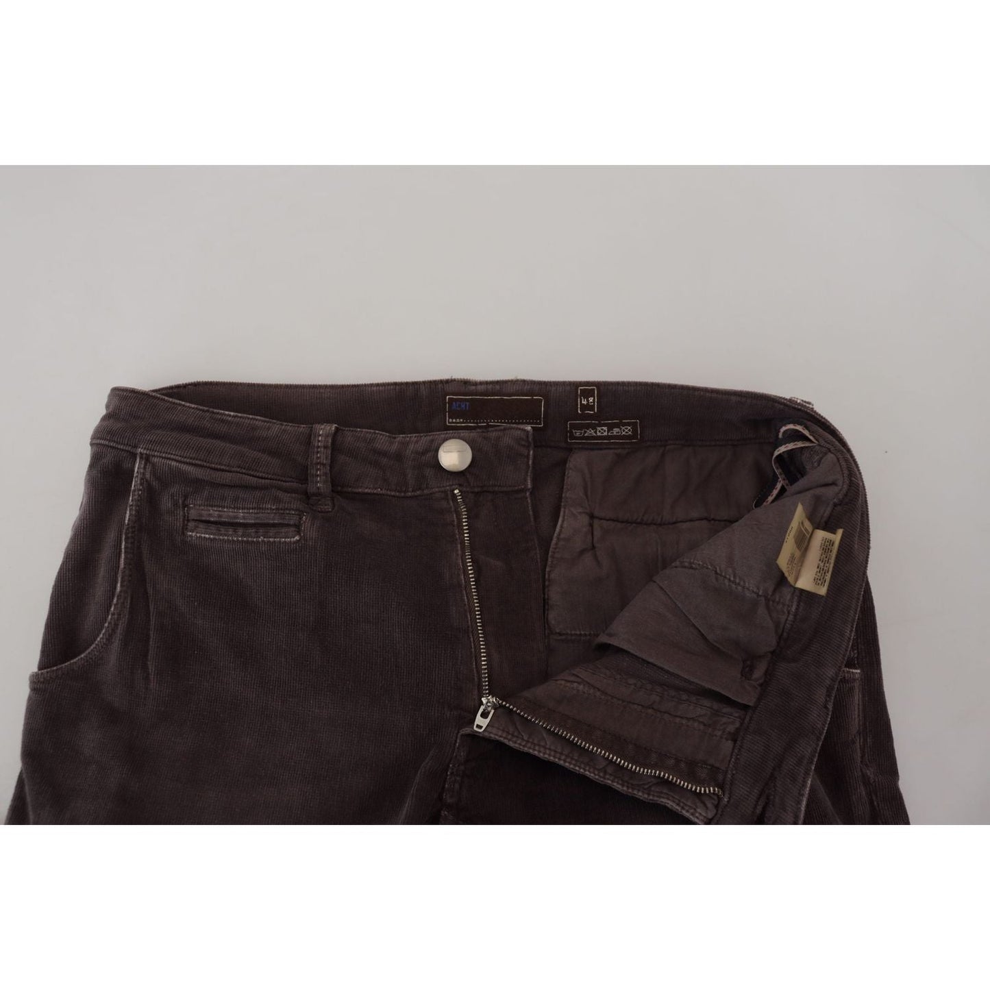 Acht Brown Cotton Straight Fit Men Casual Pants