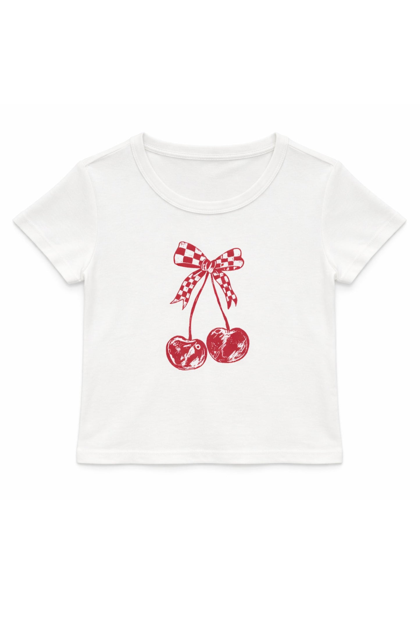 TWEEN CHECKERED CHERRY TEE