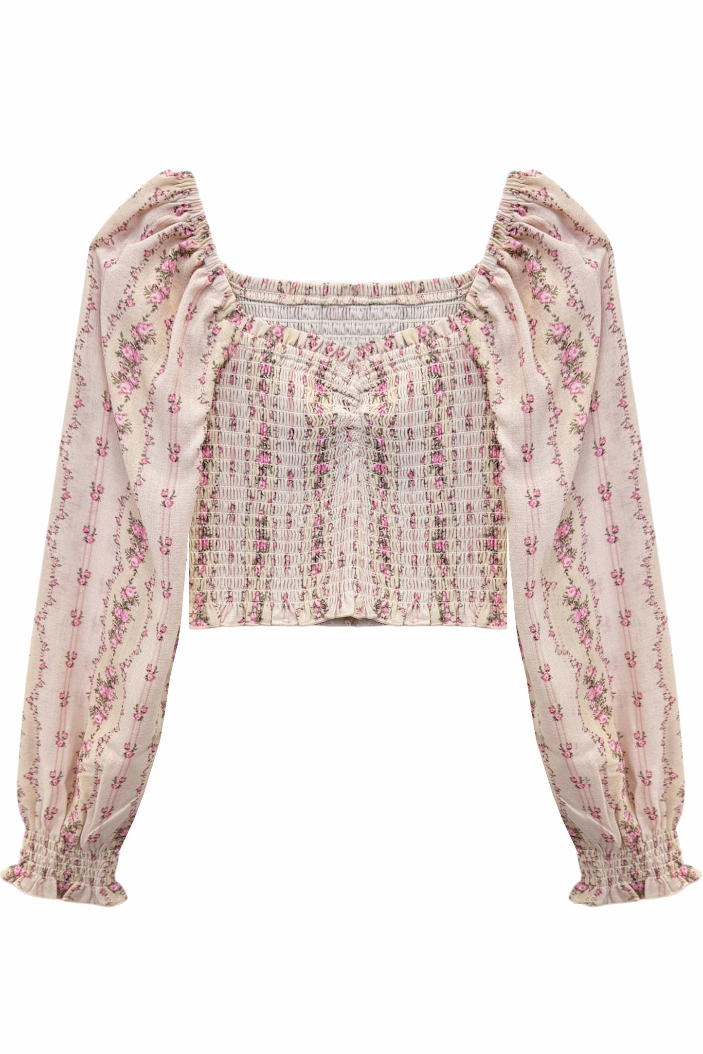 TWEEN CHLOE PRINTED SHEER SLEEVE PEASANT TOP - FINAL SALE