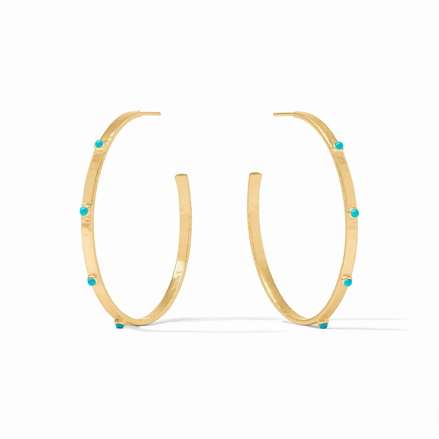 Crescent Stone Hoop - Turquoise Blue