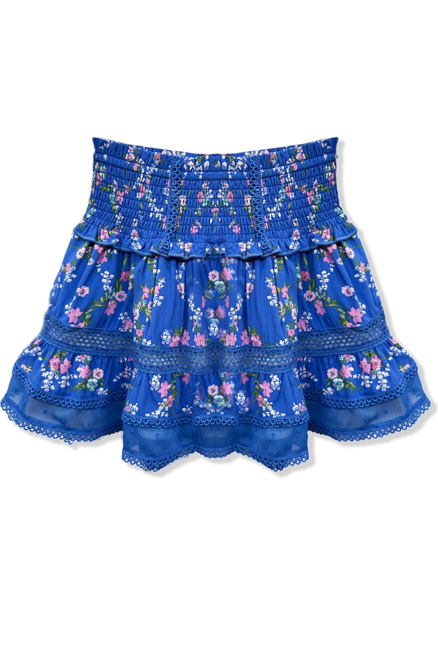 TWEEN LARA PRINTED LACE TRIM RUFFLE SKIRT - FINAL SALE