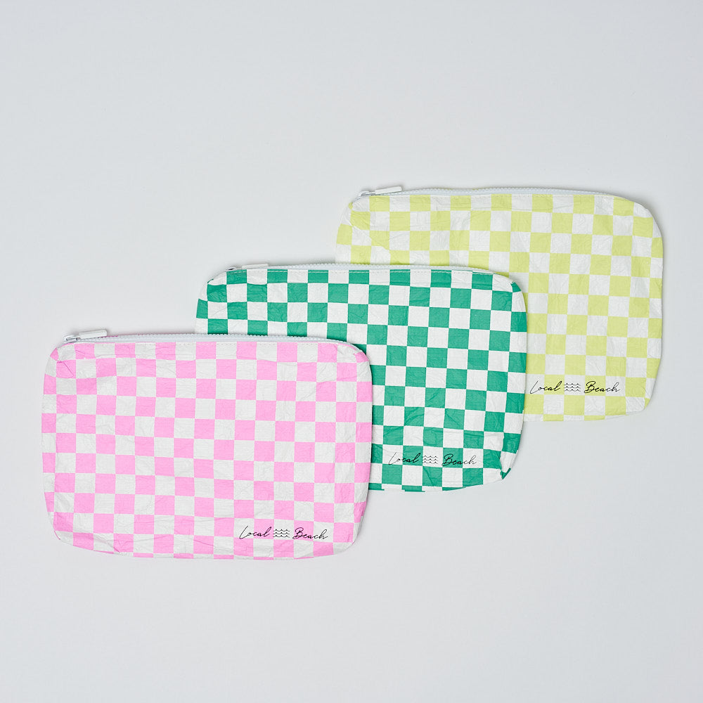 Yellow Checker Water Resistant Pouch