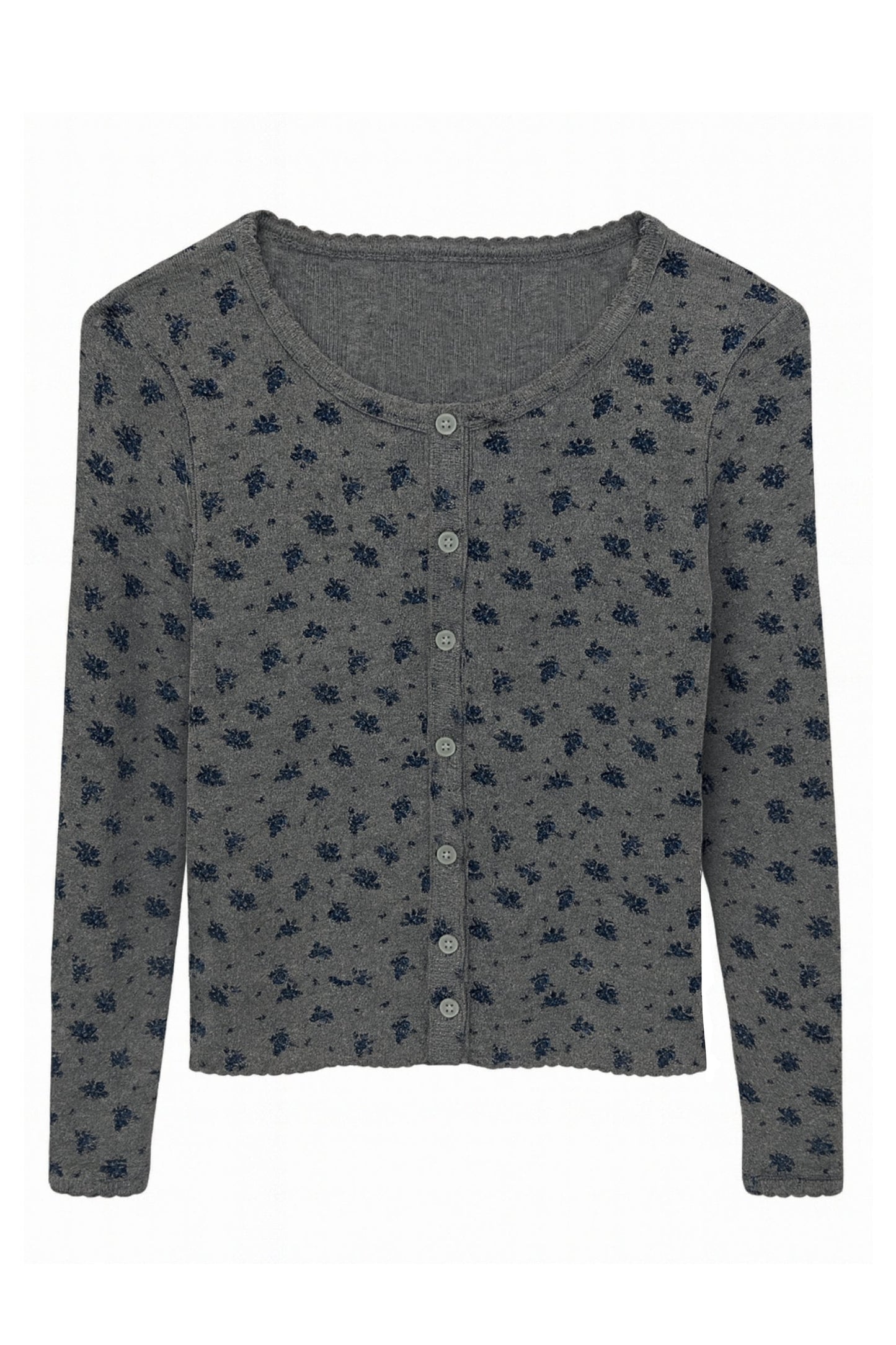 JUNIOR MARINA PRINT POINTELLE BUTTONDOWN - FINAL SALE