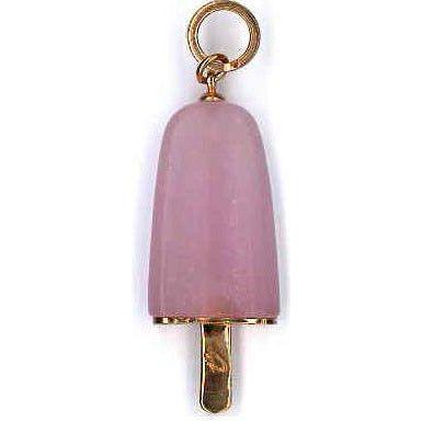 AMBROSINI JEWELS - PENDENTE ARGENTO 925° ghiacciolo finitura rosé pietra rosa grande (26x15 mm)