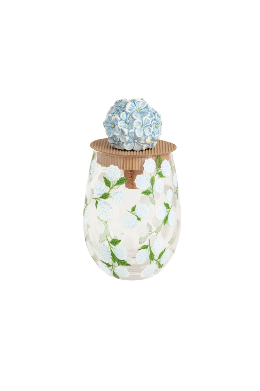 Hydrangea Wine Glass & Cap Set