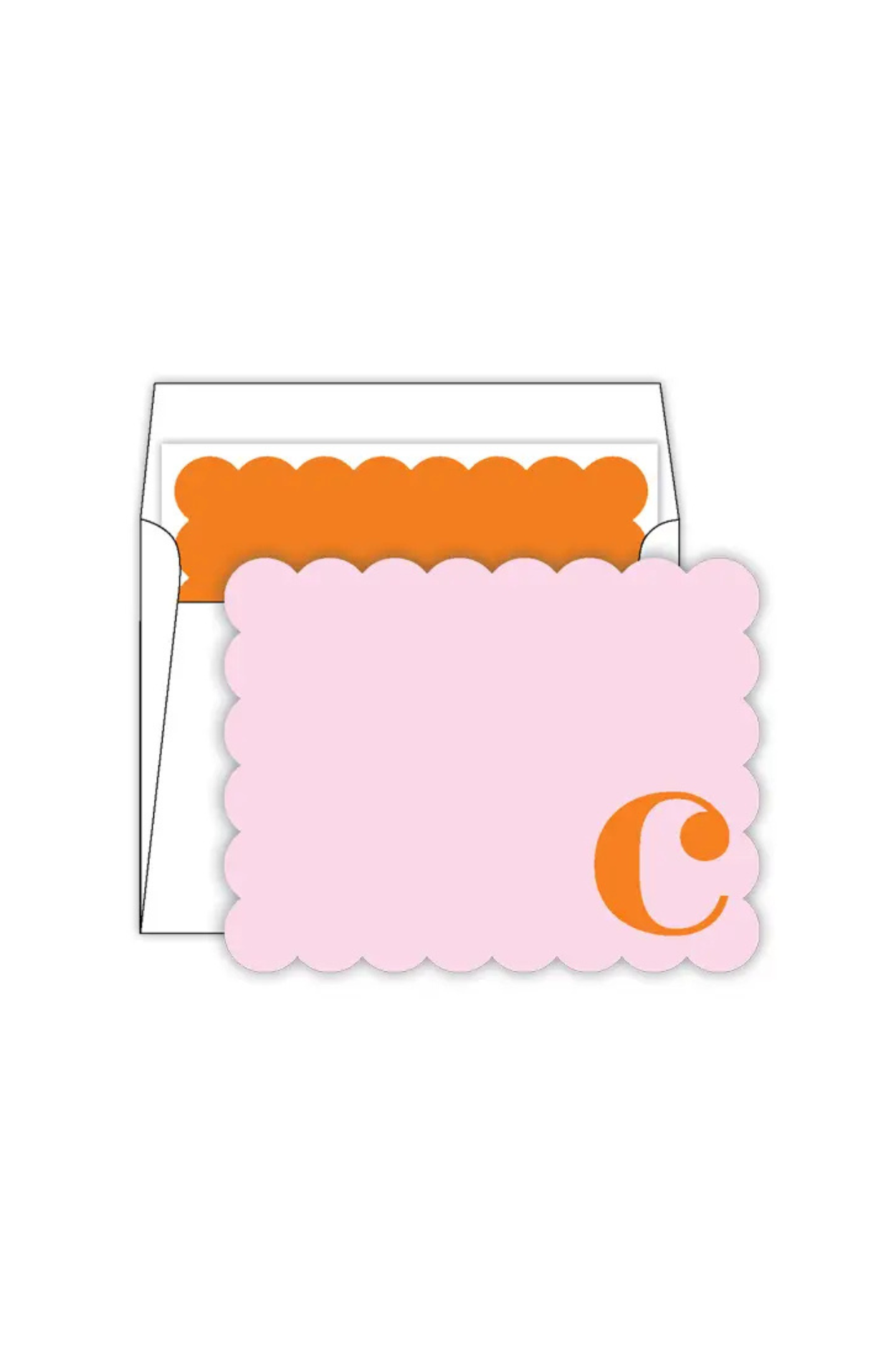 Folded Note - Scallop Monogram