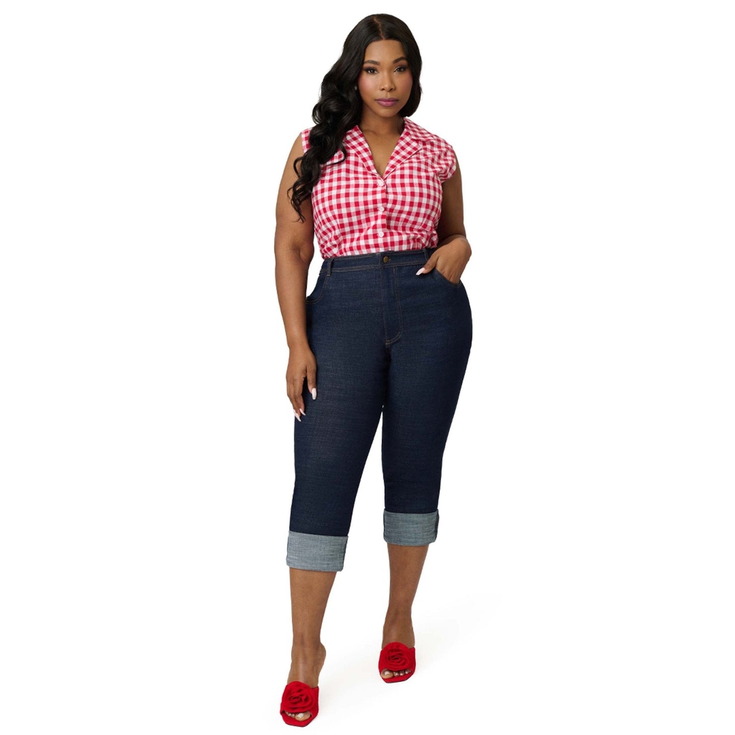 Barbie‚Ñ¢ x Unique Vintage Plus Size Red Gingham Picnic Blouse