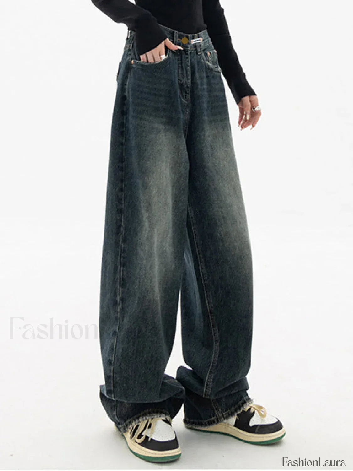 Dark Wash Vintage Baggy Boyfriend Jeans