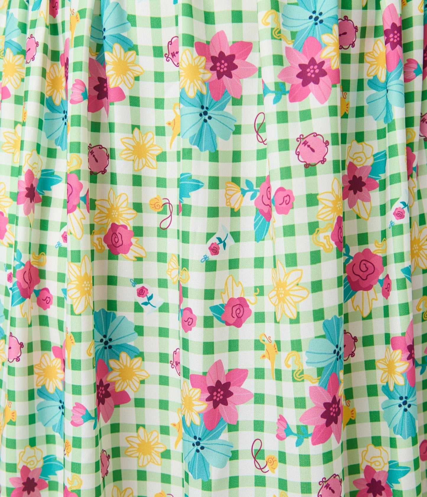 Disney Princess Collection by Unique Vintage Plus Size Green Gingham Tiered Midi Skirt