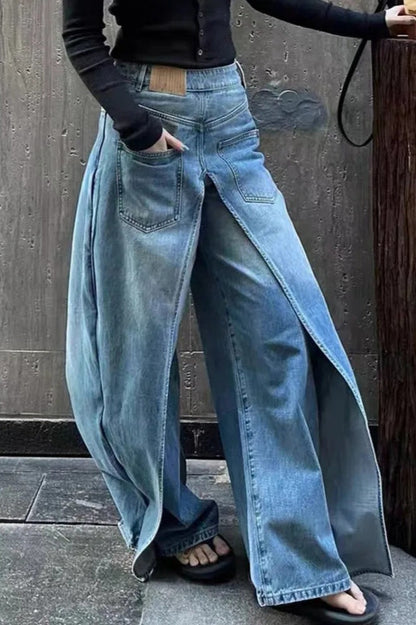 Y2K Vintage Reversible Deconstructed Wide Leg Jeans