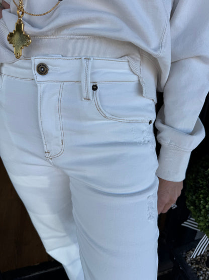 Mid Rise Straight Leg Jeans - White