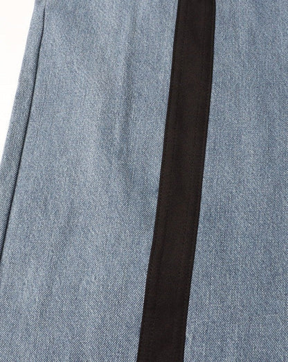 High Waisted Color Block Straight Casual Irregular Jeans