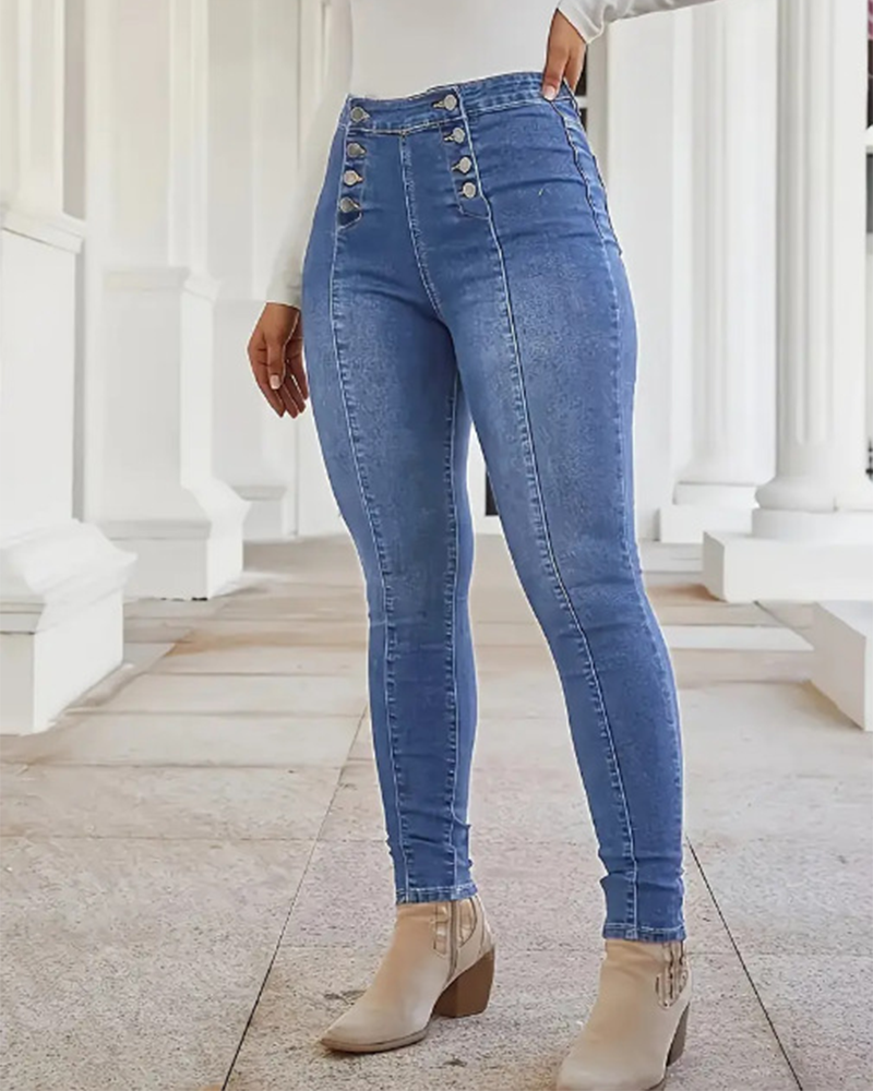 High Waist Stretch Slim Jeans