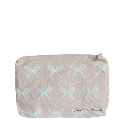 Blush Pink Bows Water Resistant Pouch