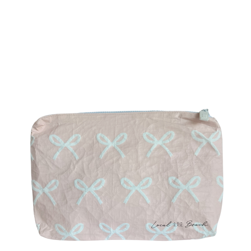Blush Pink Bows Water Resistant Pouch