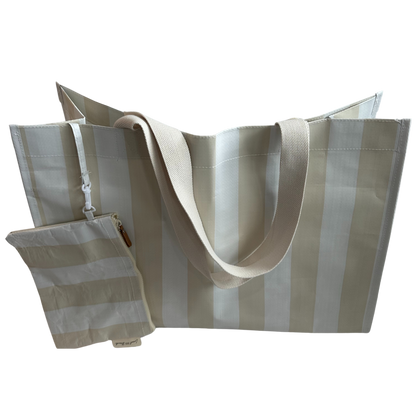 Thick Stripe XL All Day Bag with Matching Removable Pouch