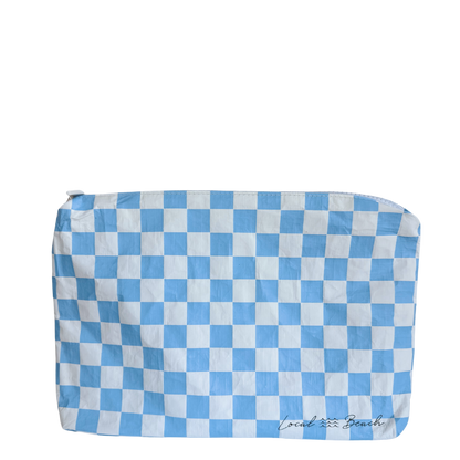 Blue Checker Water Resistant Pouch