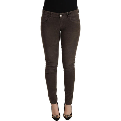 Acht Brown Cotton Slim Fit Denim Low Waist Jeans
