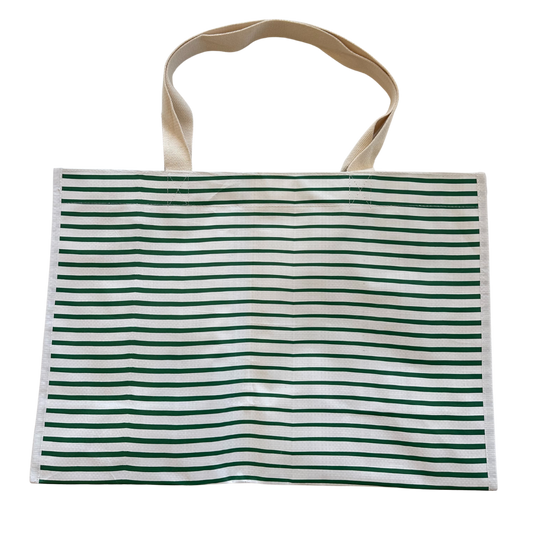 Thin Stripe XL All Day Bag with Matching Removable Pouch Green