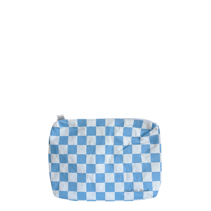 Blue Checker Water Resistant Pouch