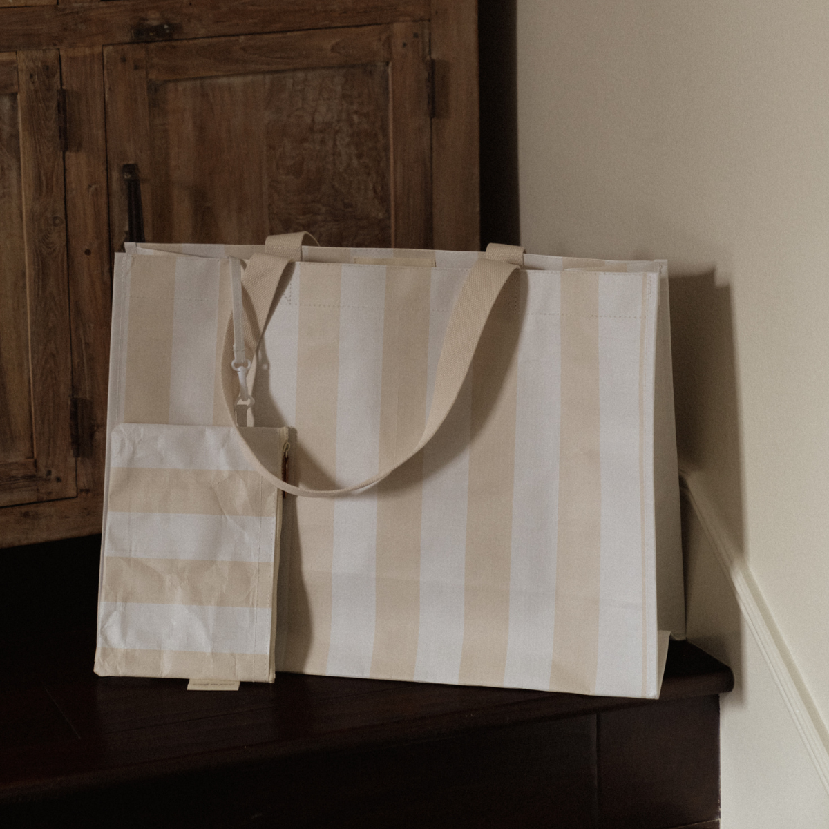 Thick Stripe XL All Day Bag with Matching Removable Pouch