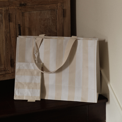Thick Stripe XL All Day Bag with Matching Removable Pouch