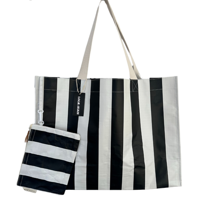 Thick Stripe XL All Day Bag with Matching Removable Pouch