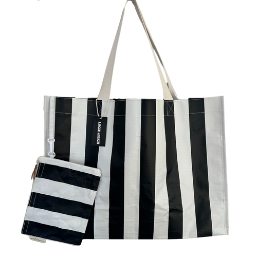Thick Stripe XL All Day Bag with Matching Removable Pouch