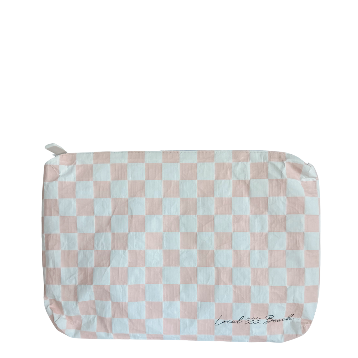 Blush Pink Checker Water Resistant Pouch