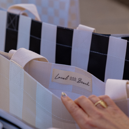 Thick Stripe XL All Day Bag with Matching Removable Pouch