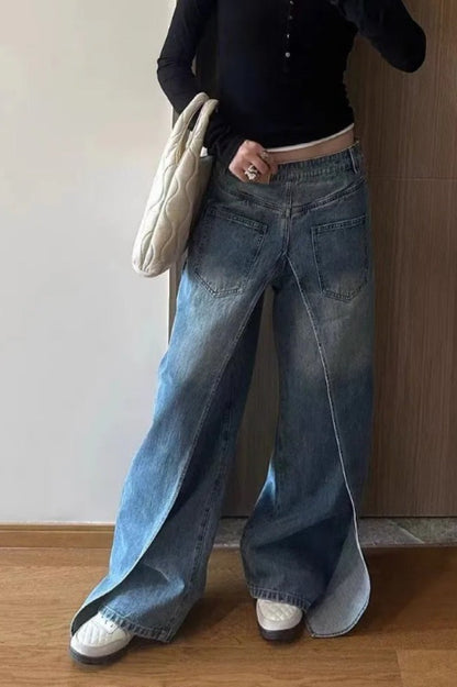 Reversible Deconstructed Wide Leg Jeans