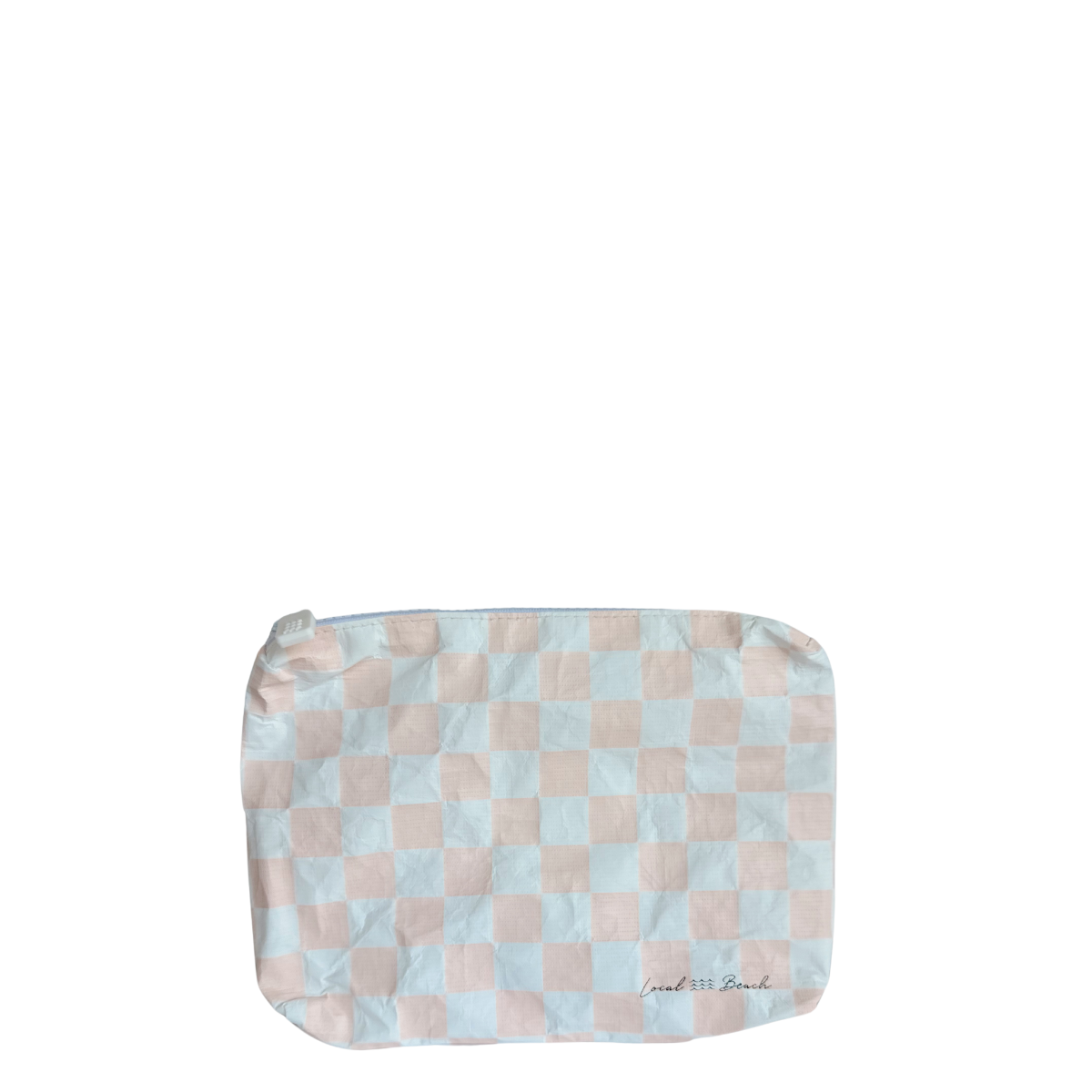 Blush Pink Checker Water Resistant Pouch