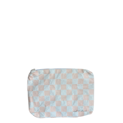 Blush Pink Checker Water Resistant Pouch