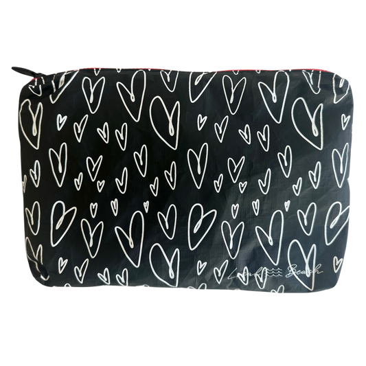 Local Beach Love Collection Heart Water Resistant Tyvek Printed Pouch