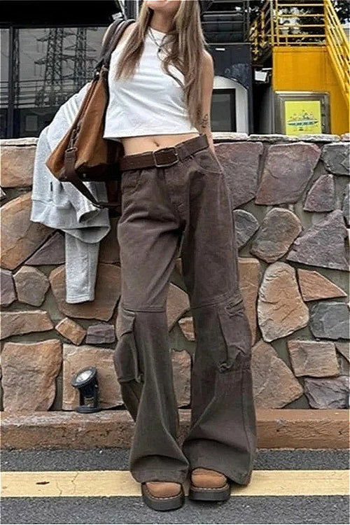 Retro 90s Style Dark Brown Jeans
