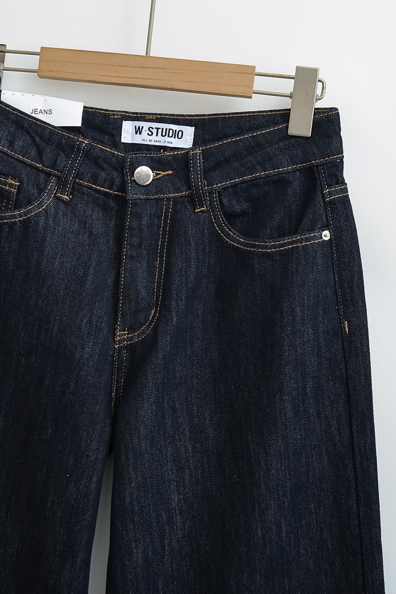 Raw Denim High Waist Loose Straight Floor Jeans