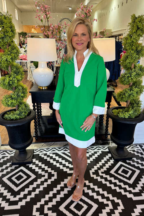 Mary Square Brenda Green/White-Dress