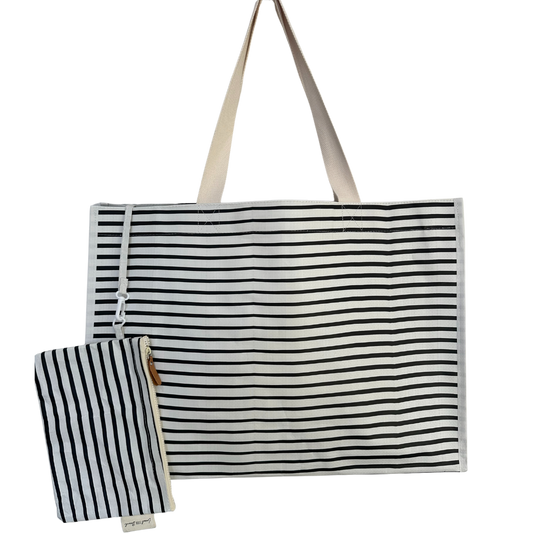 Thin Stripe XL All Day Bag with Matching Removable Pouch