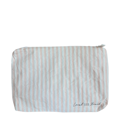 Blush Pink Stripe Water Resistant Pouch