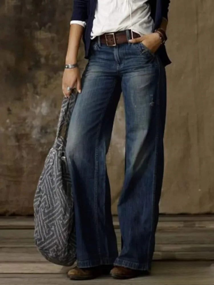 Vintage Style Loose Wide Leg Streetwear Denim Jean