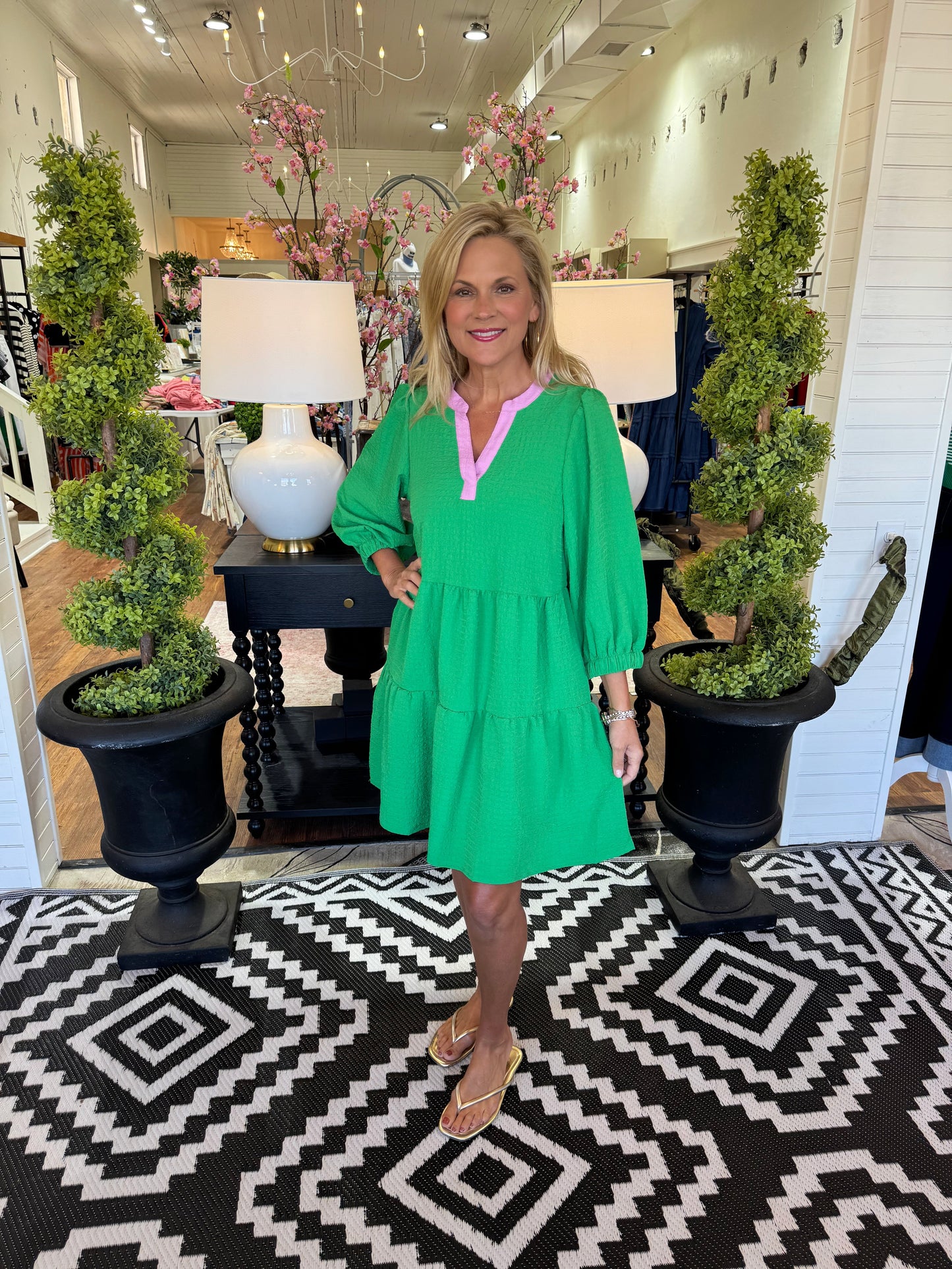 Mary Square Cooper Dress- Green