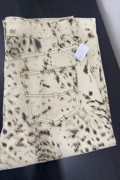 Retro Leopard Straight Baggy Jeans