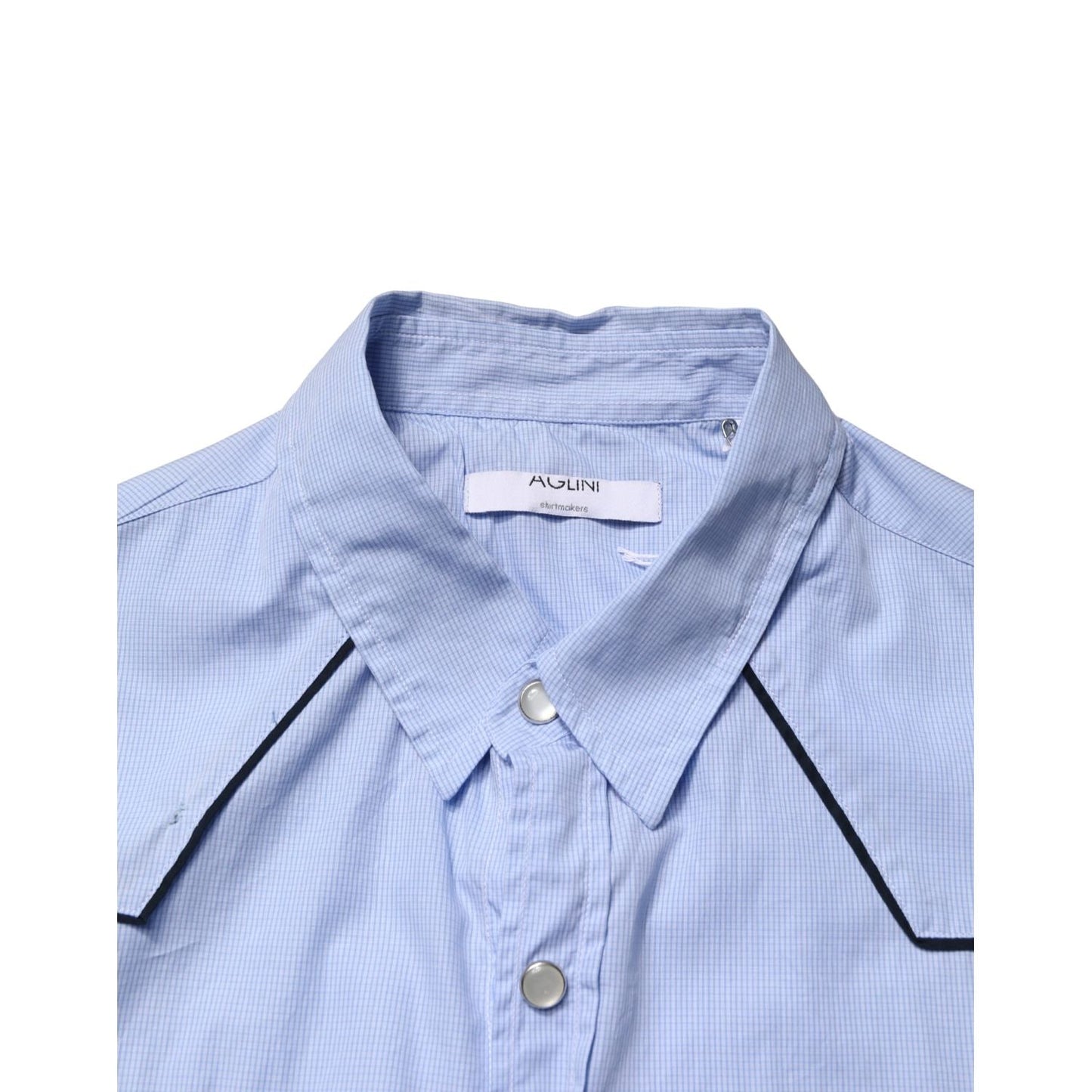 AGLINI Light Blue Slim Fit Collared Long Sleeve Casual Shirt