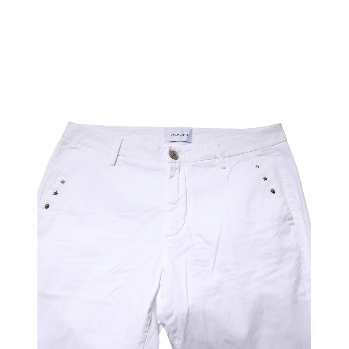 AGLINI White Skinny Fit Mid Waist Men Chino Trouser Pants
