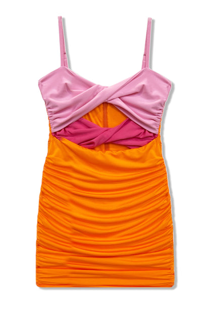 TWEEN ARIANA DOUBLE TWIST FRONT RUCHED DRESS- FINAL SALE