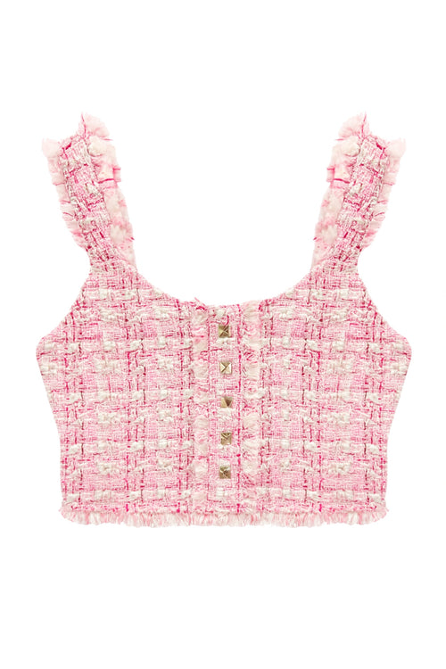 TWEEN ASH BOUCLE CROP TOP