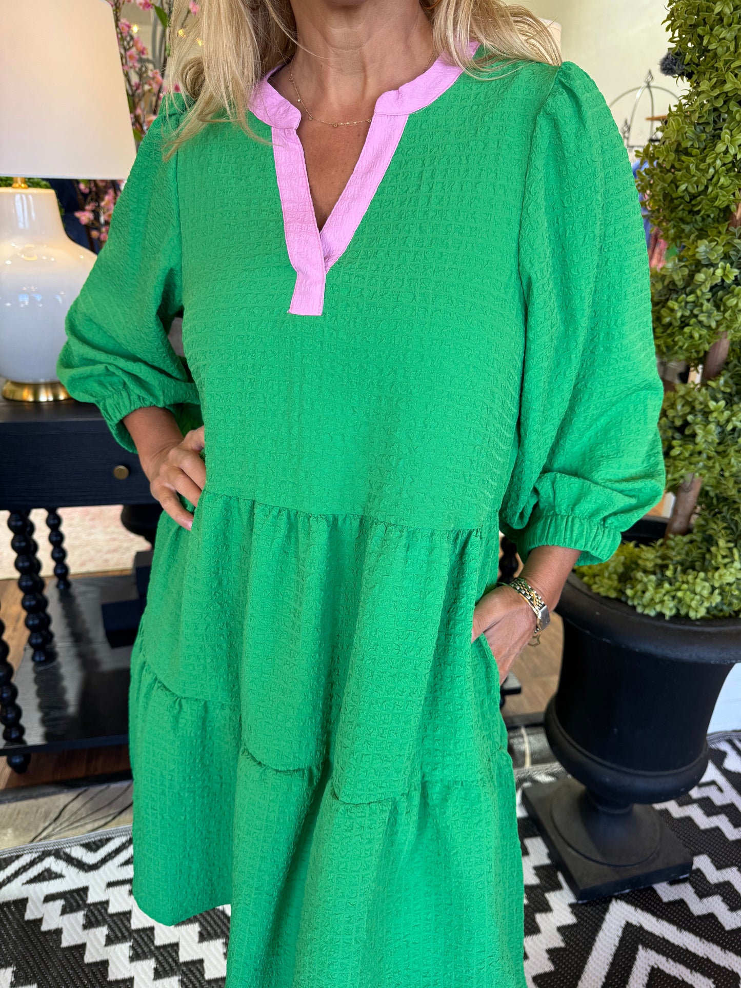 Mary Square Cooper Dress- Green