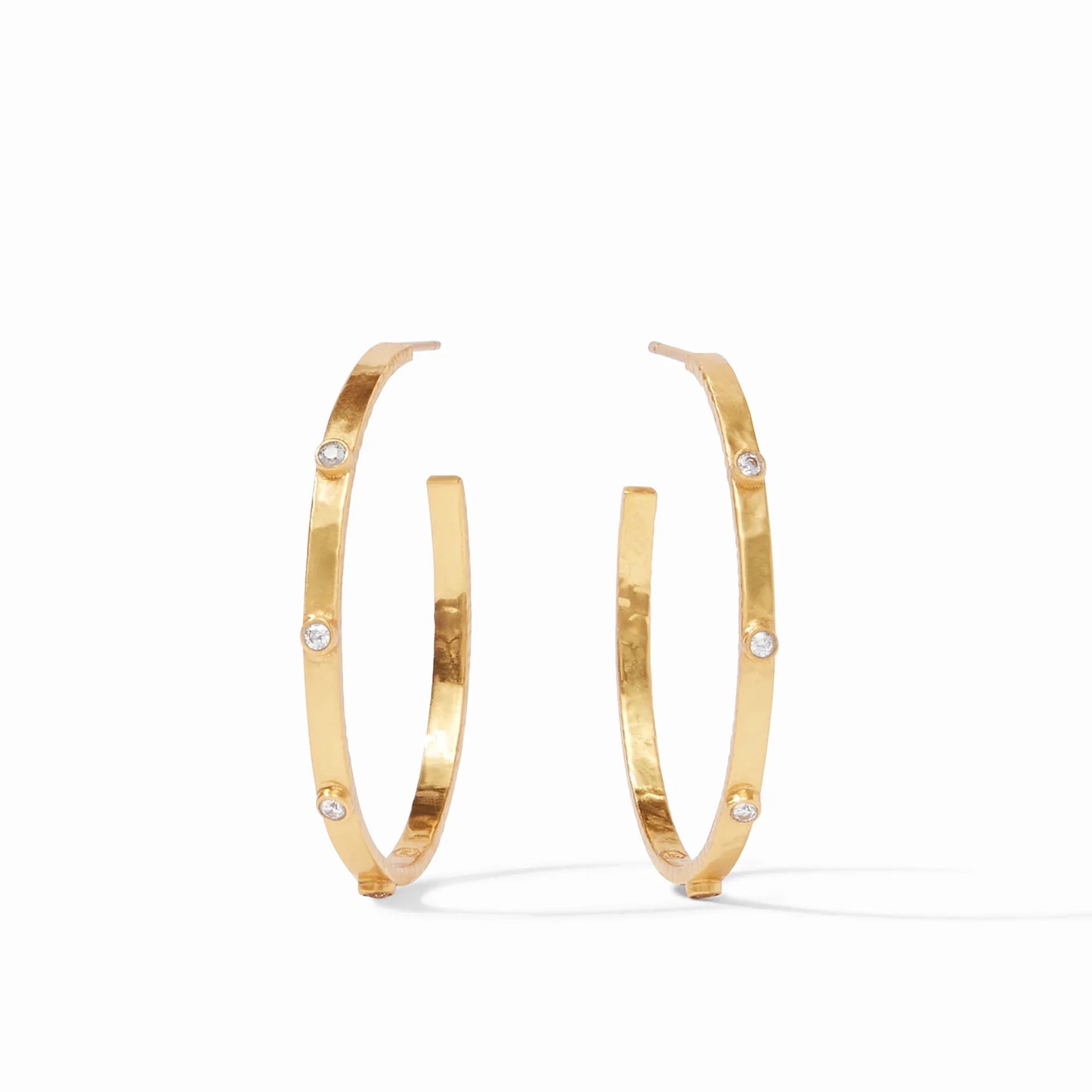 Crescent Stone Hoop - Gold