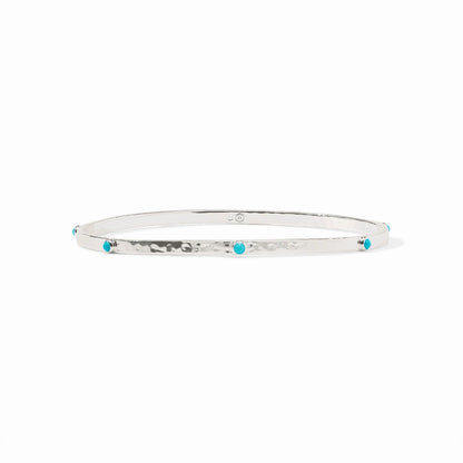 Crescent Stone Bangle - Silver Turquoise Blue M