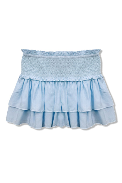 TWEEN DOMINIQUE SOLID SMOCKED WAIST RUFFLE SKORT